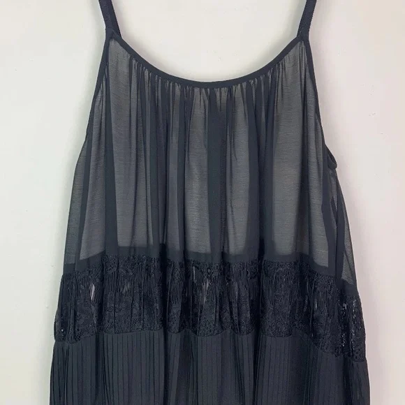 Alice + Olivia Dejas‎ Chiffon Lace Midi Slip Dress in Black Size S - Picture 4 of 16